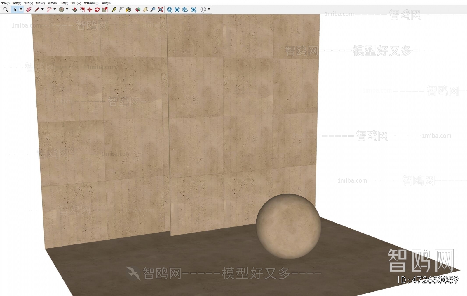 现代洞石背景墙3D模型下载
