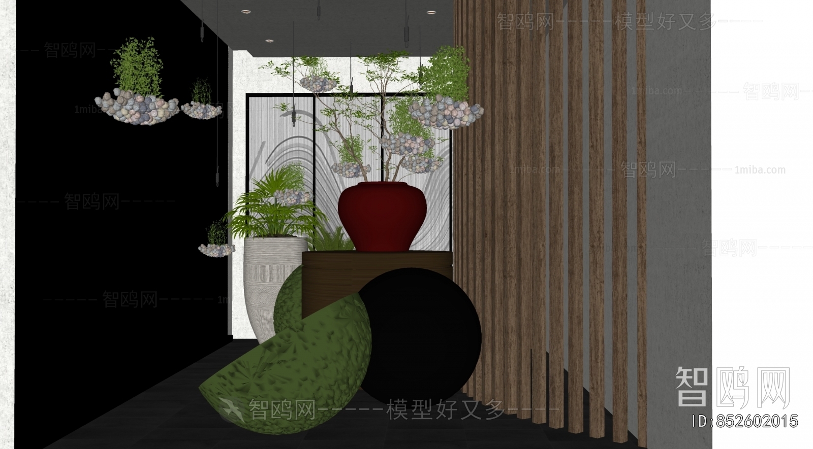 现代室内装置造景3D模型下载