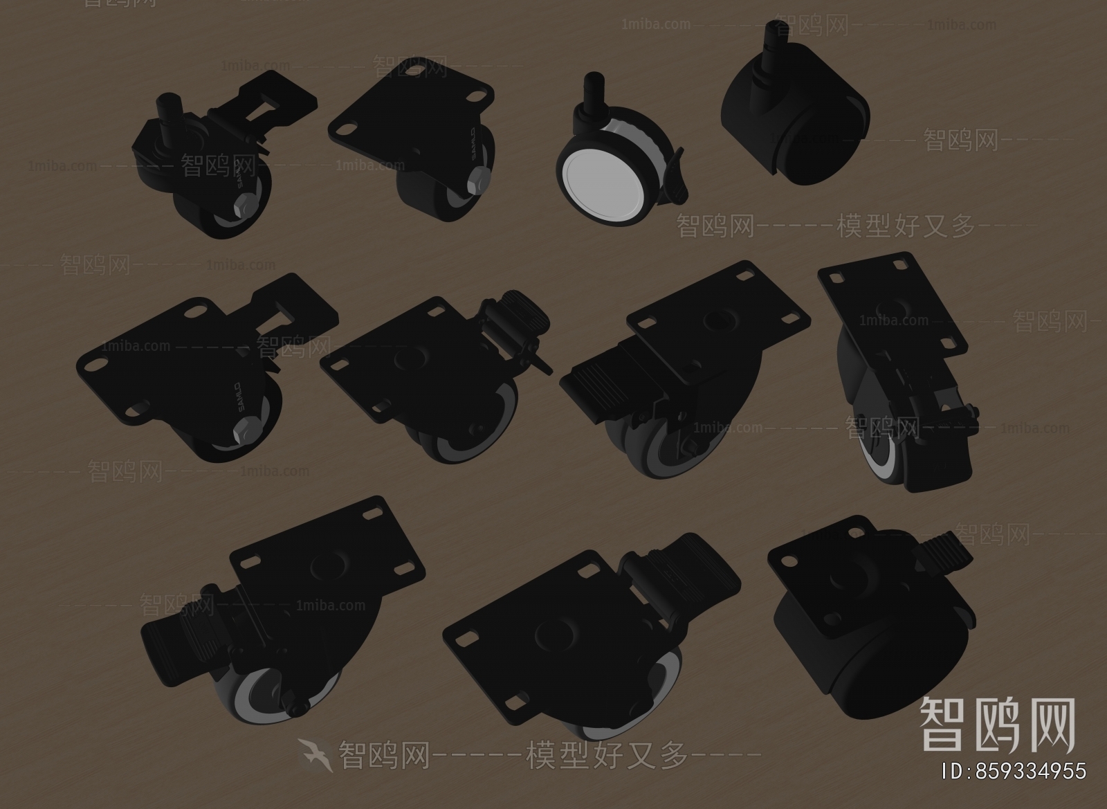 现代滑轮 万向轮 车轮3D模型下载