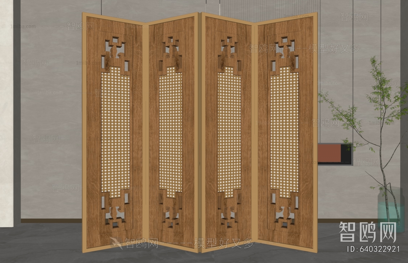 New Chinese Style Wooden Screen Partition