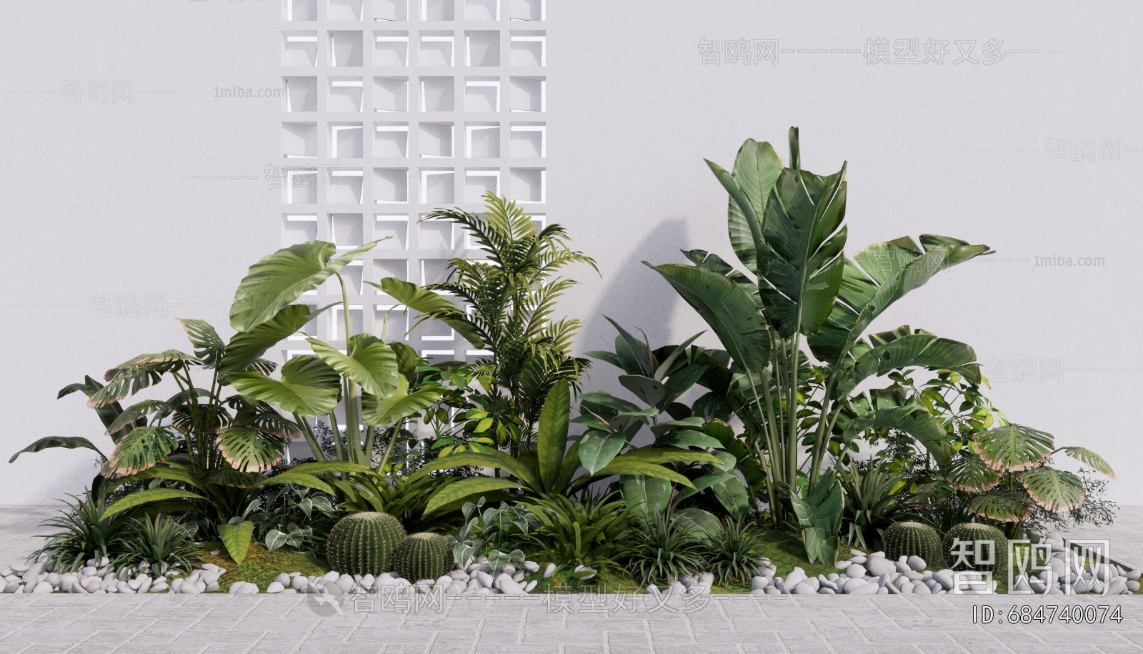 现代景观植物小品3D模型下载