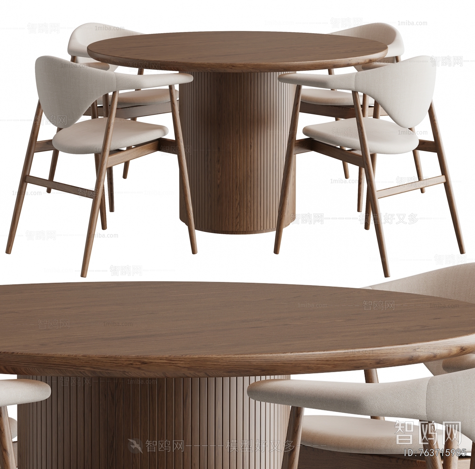WestElm现代圆餐桌椅组合