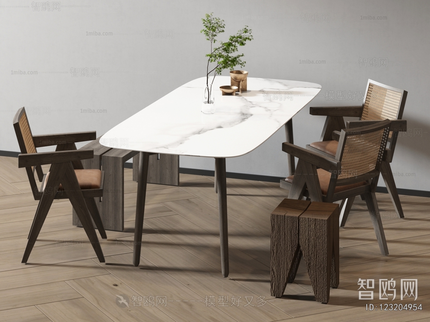 Wabi-sabi Style Dining Table And Chairs