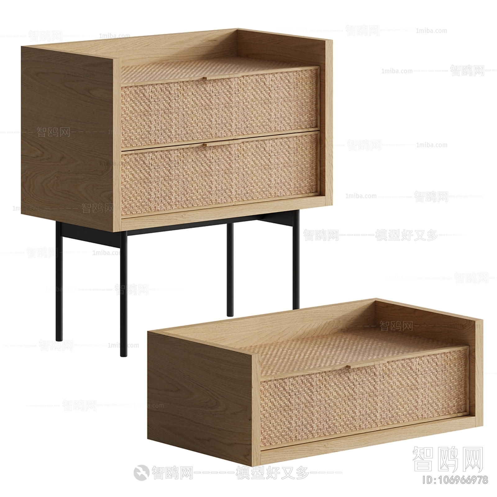 Wabi-sabi Style Bedside Cupboard