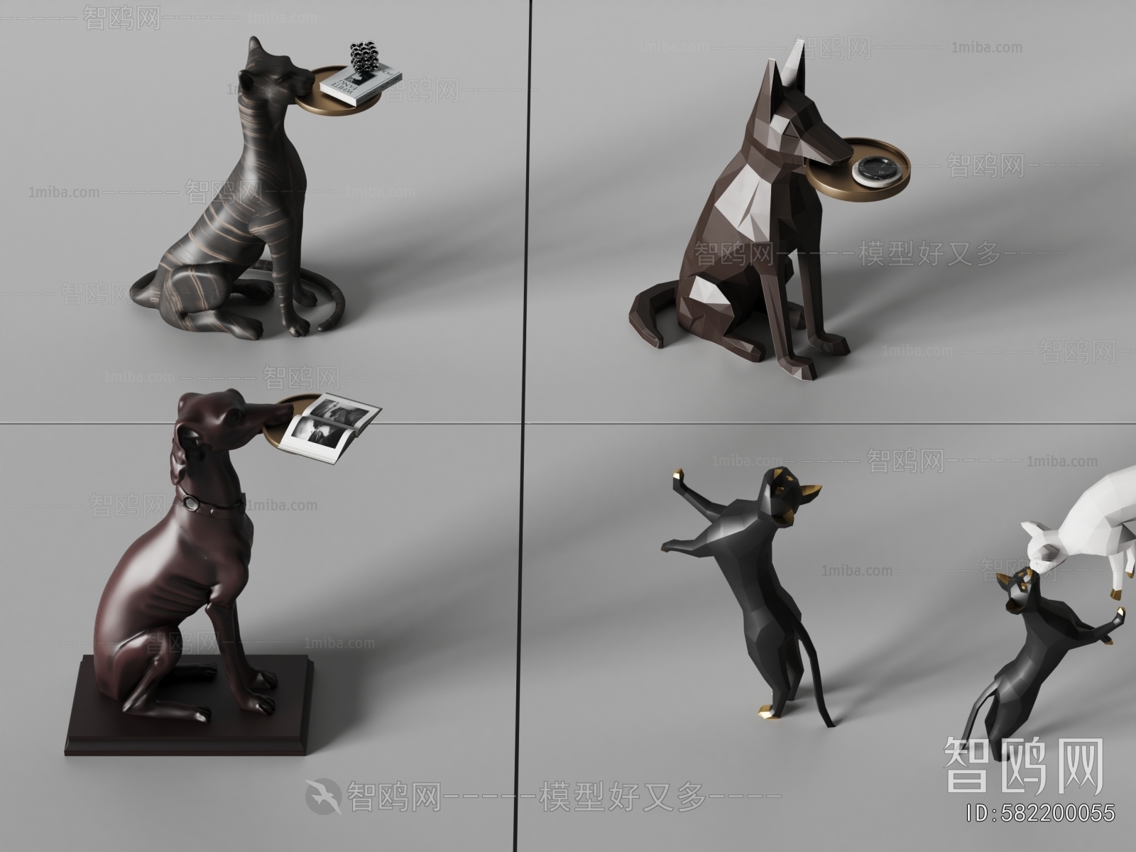 米洛提 Minotti现代小狗小猫雕塑 边几