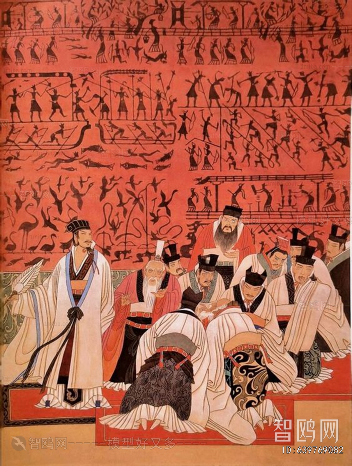 中式三国人物挂画壁画