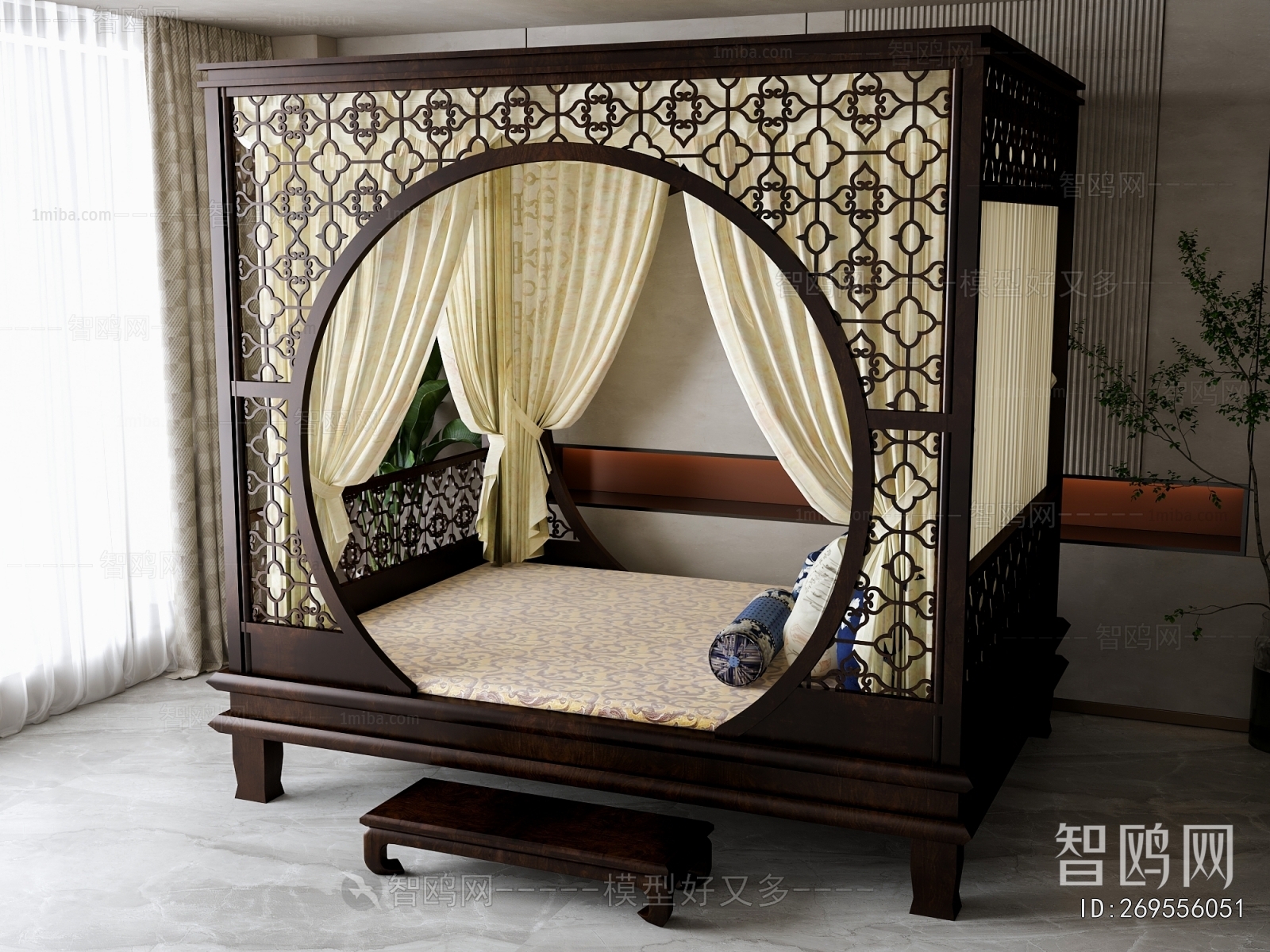 New Chinese Style Chinese Style Double Bed