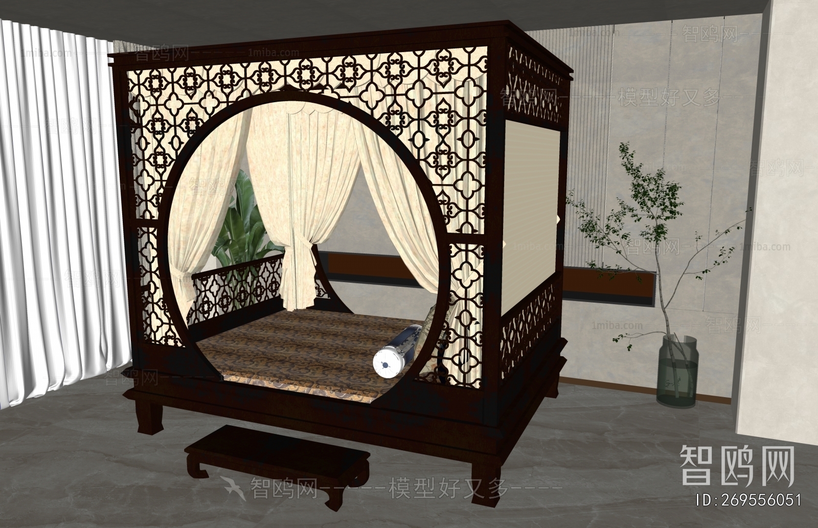 New Chinese Style Chinese Style Double Bed