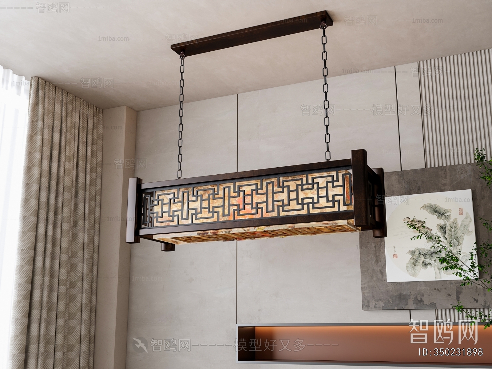New Chinese Style Long Chandelier
