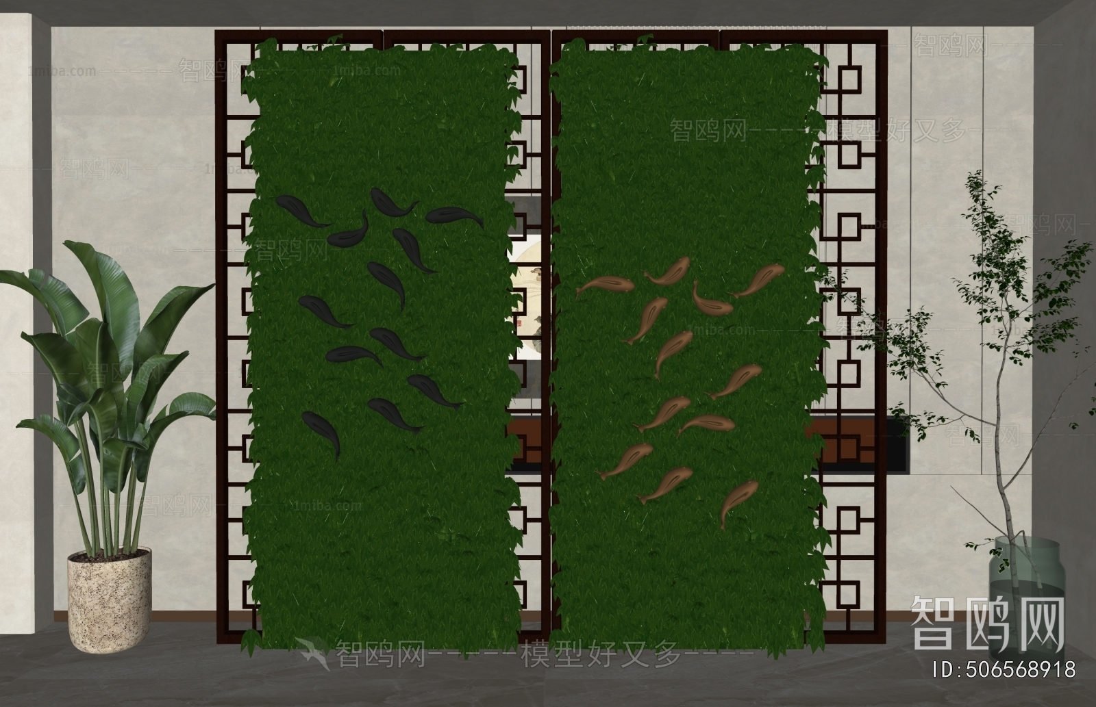 New Chinese Style Plant Wall