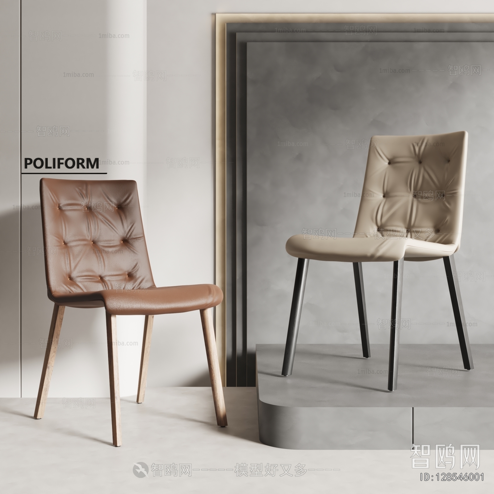 poliform现代皮革餐椅