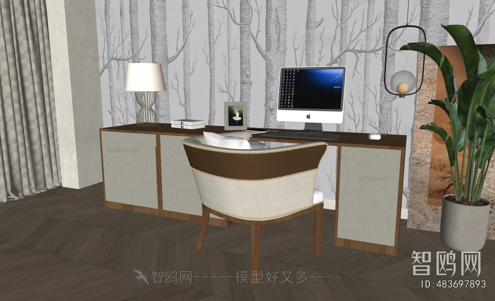 Simple European Style Office Desk And Chair