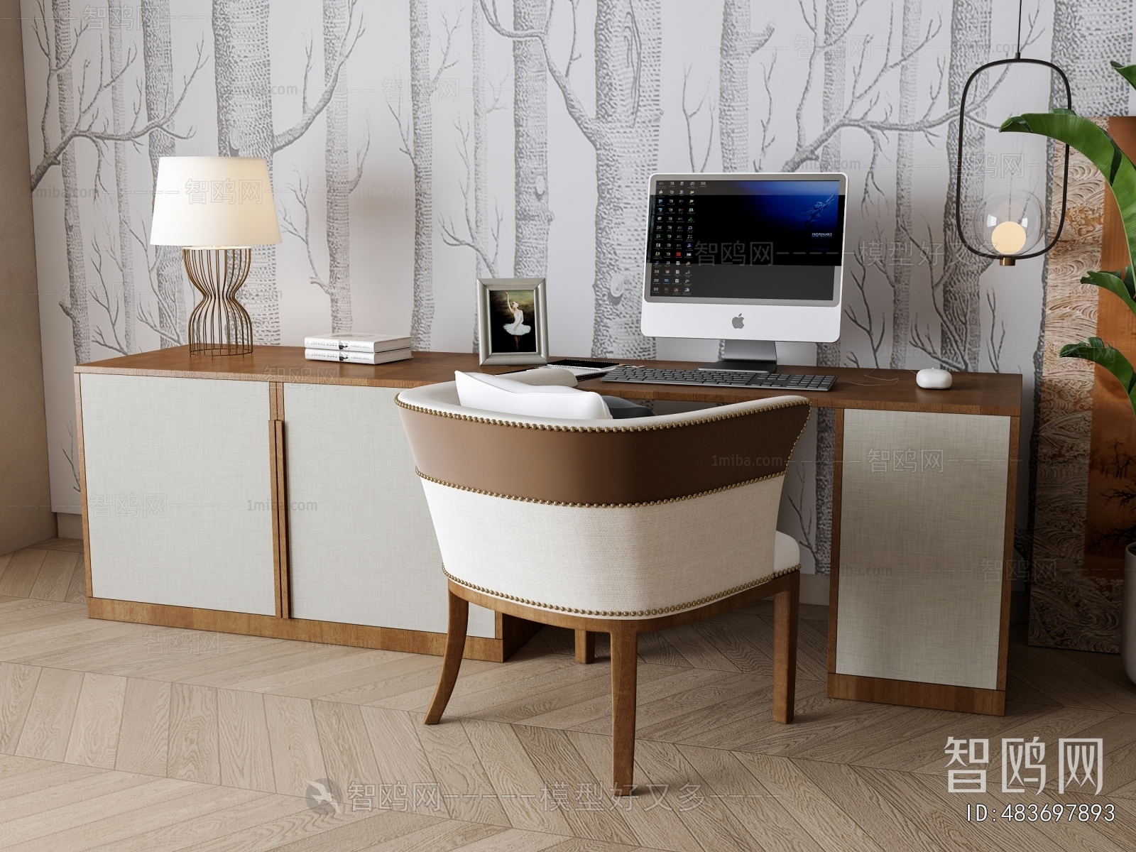 Simple European Style Office Desk And Chair