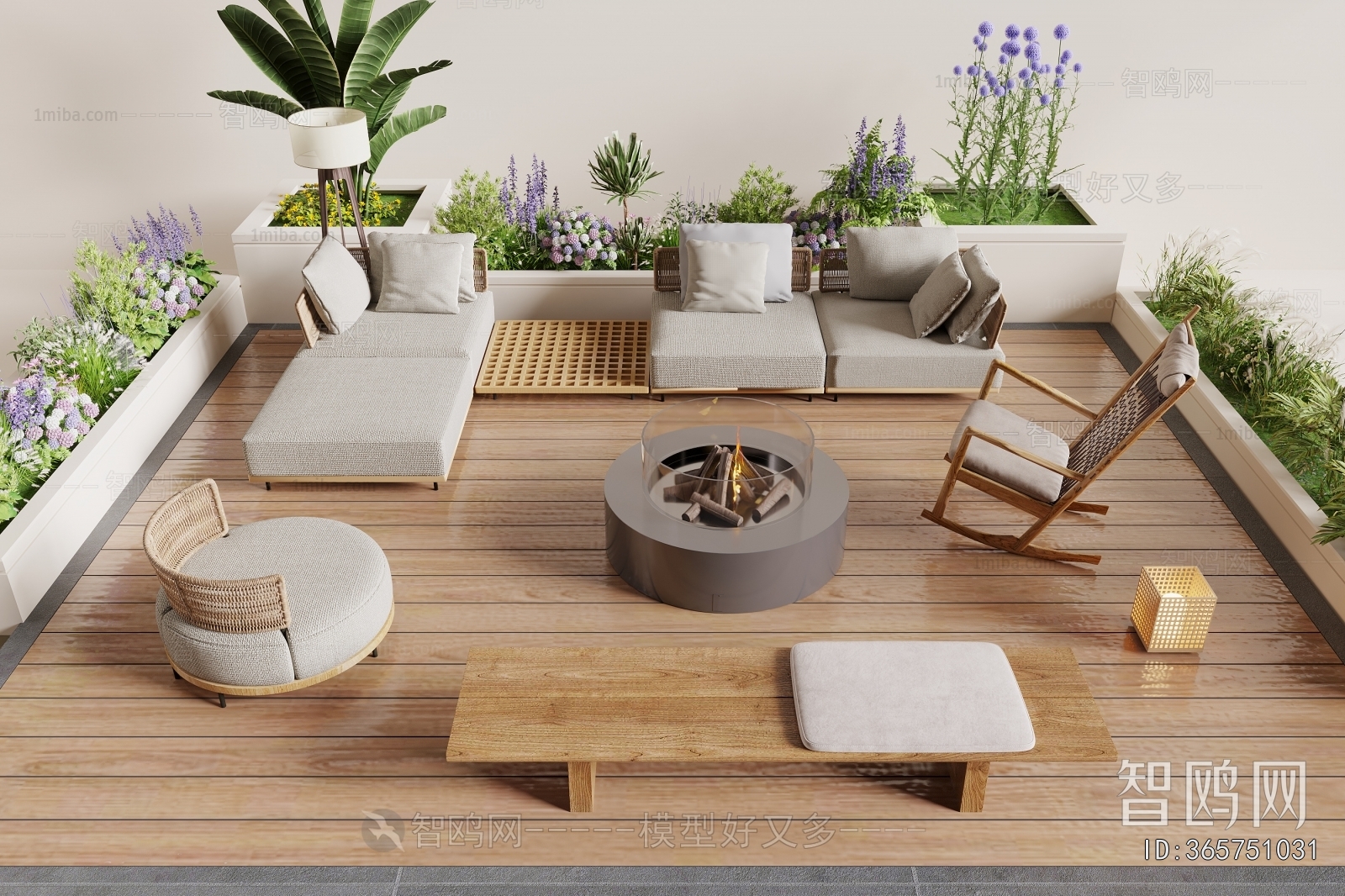 现代户外庭院沙发3D模型下载