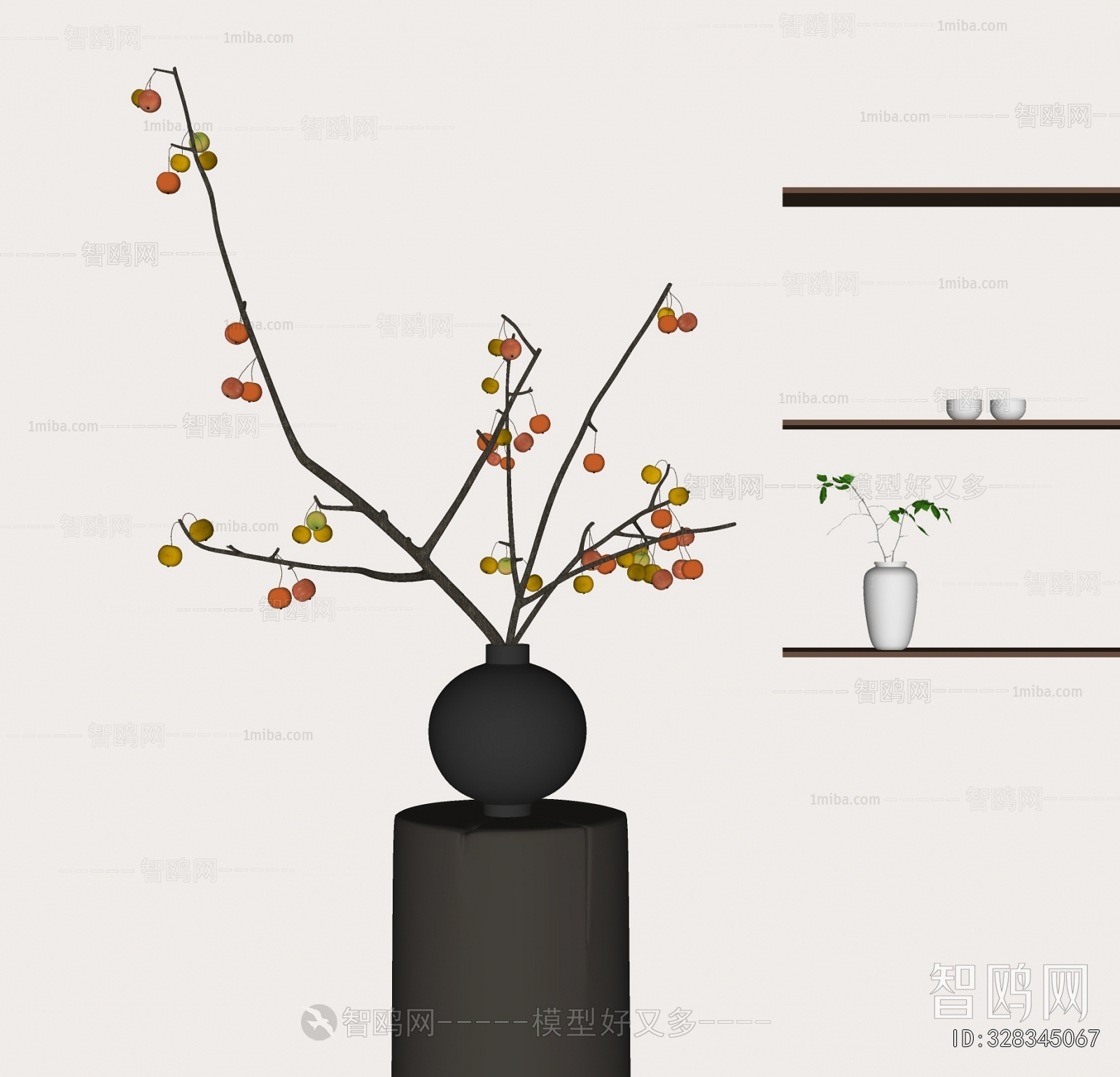 新中式花瓶花艺摆件3D模型下载