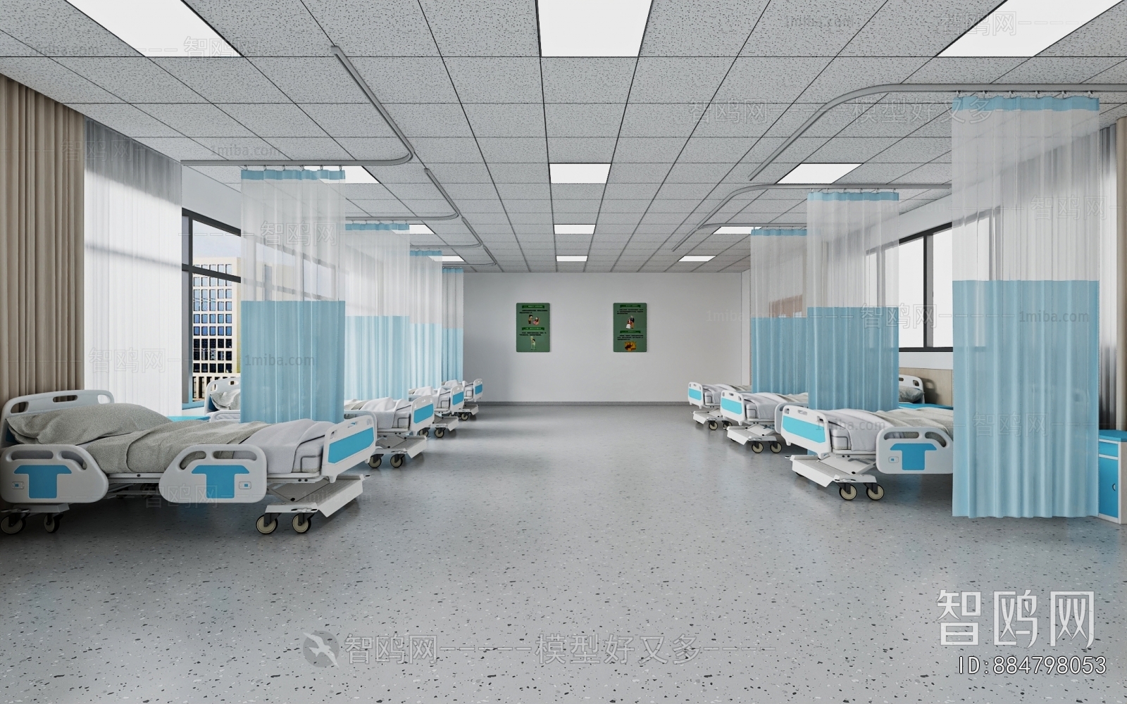 现代医院病房3D模型下载