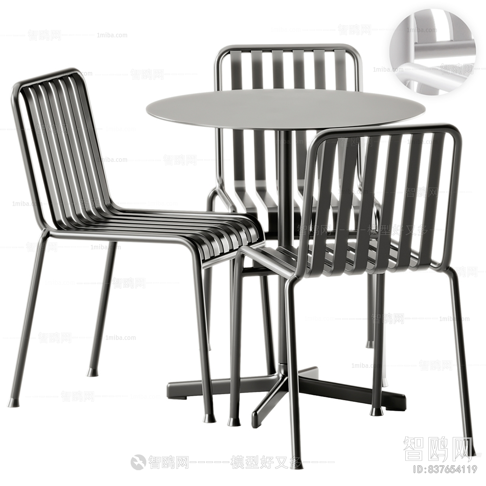 现代休闲圆桌栅栏椅