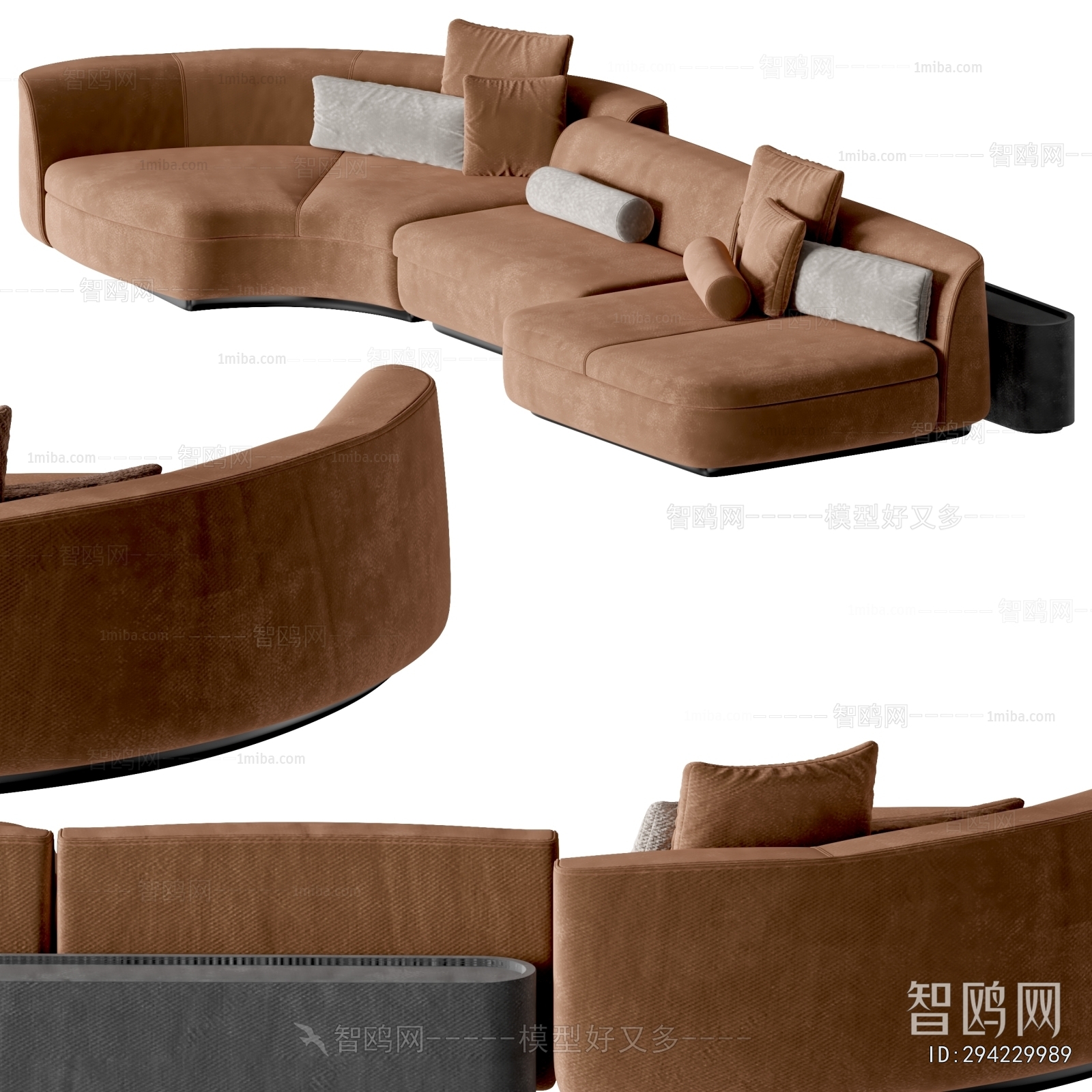 Minotti现代布艺弧形沙发