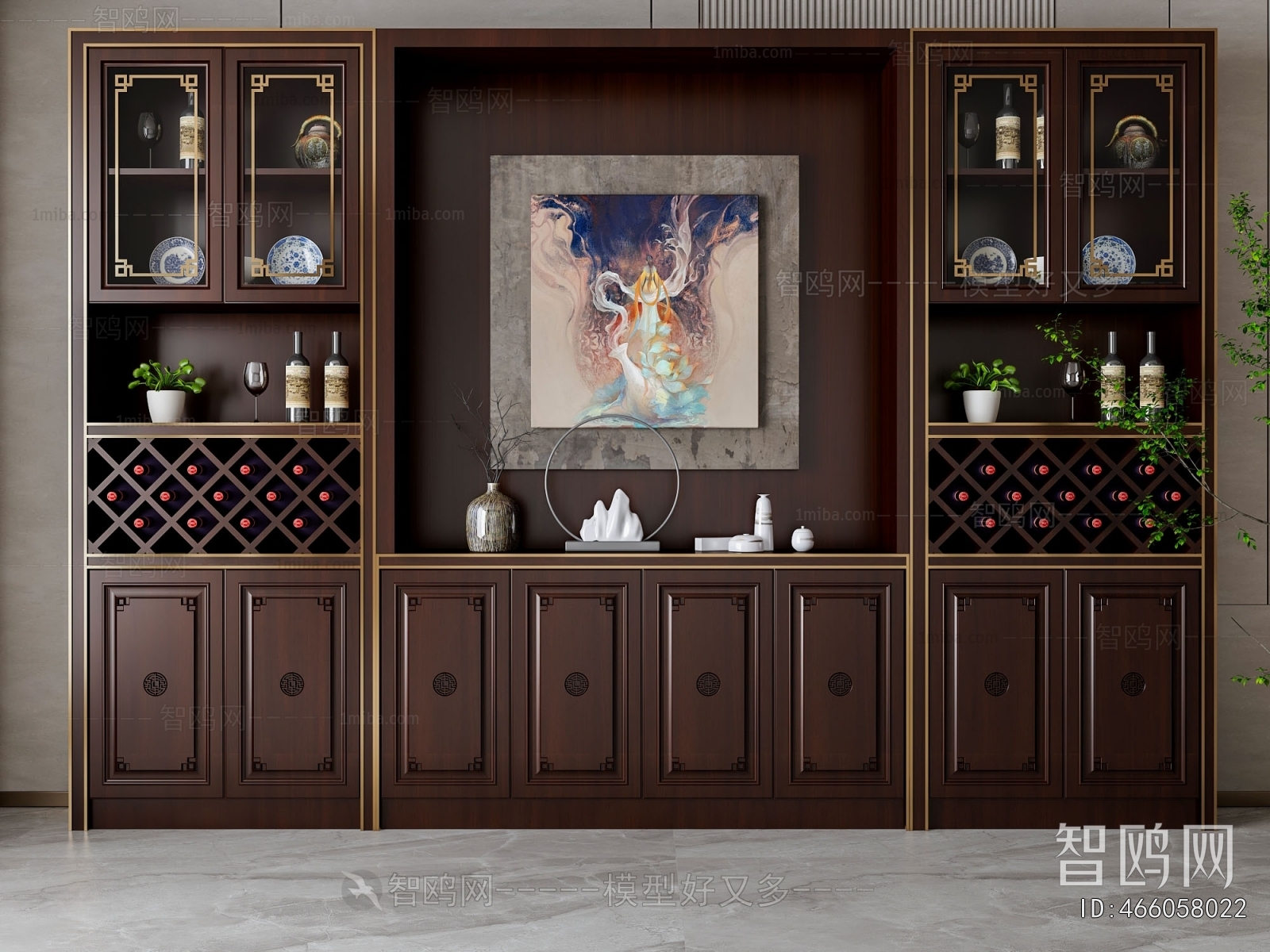 New Chinese Style Wine Cabinet