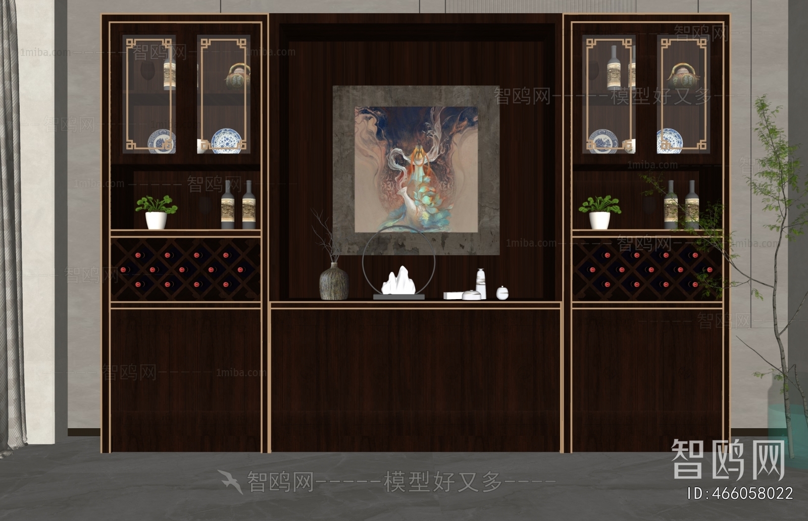 New Chinese Style Wine Cabinet