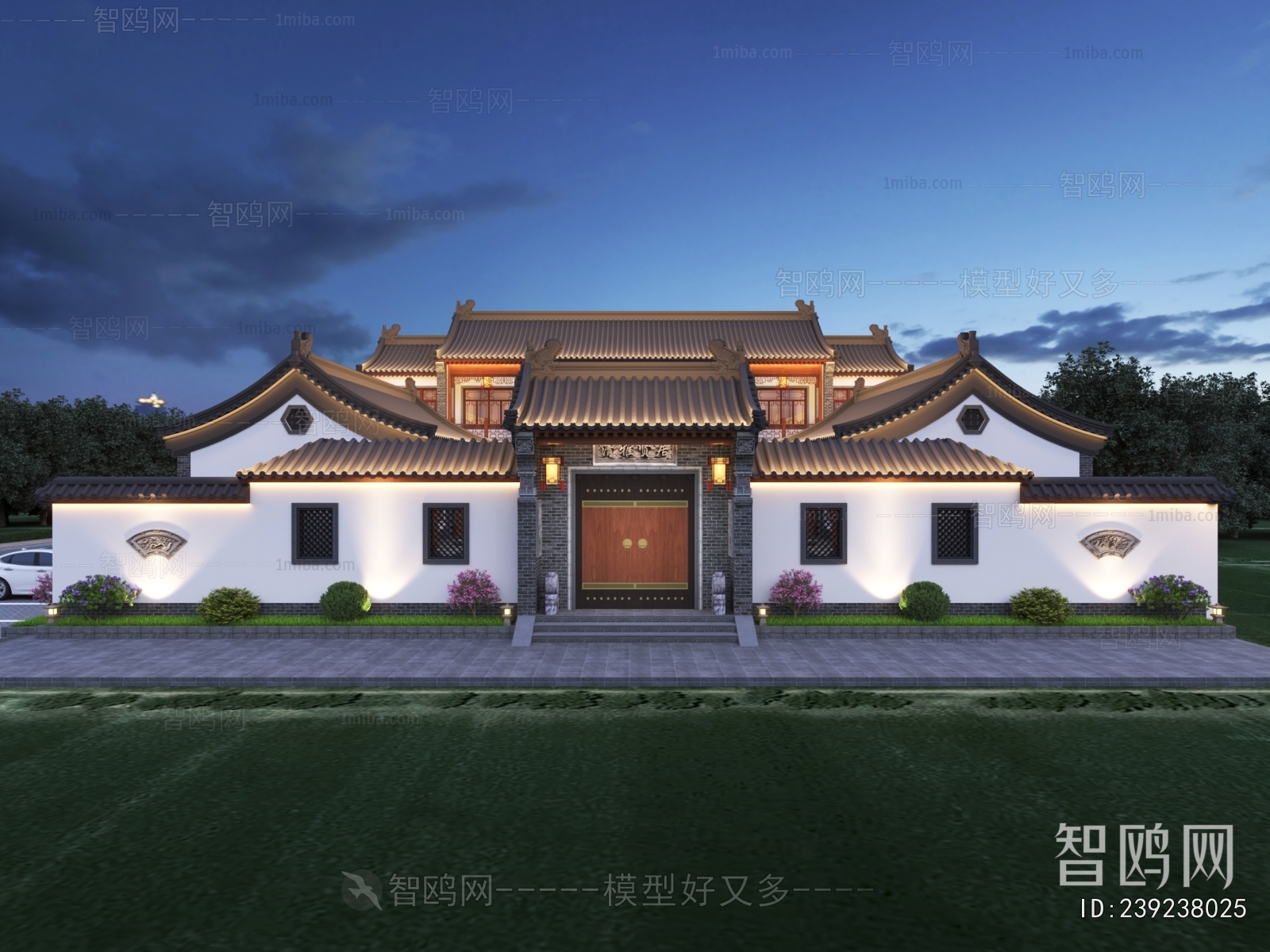新中式四合院鸟瞰3D模型下载