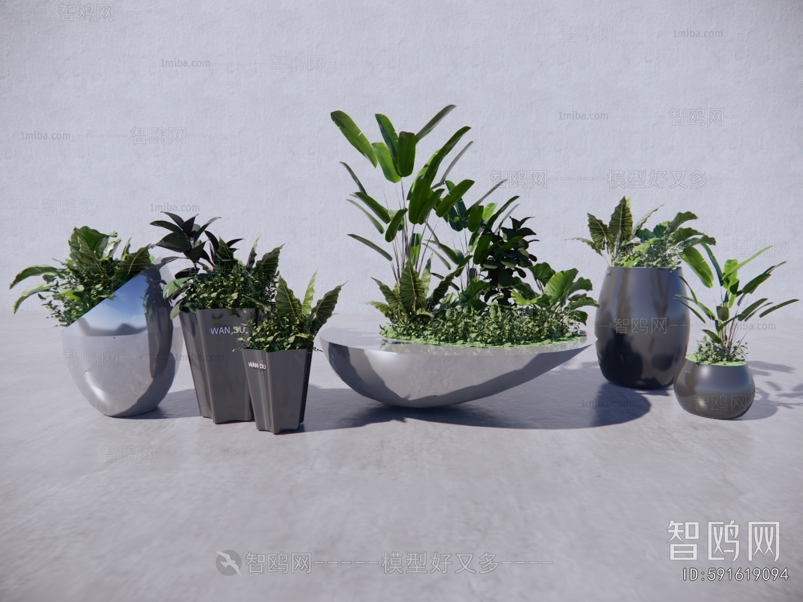 Modern Ground Green Plant Potted Plants