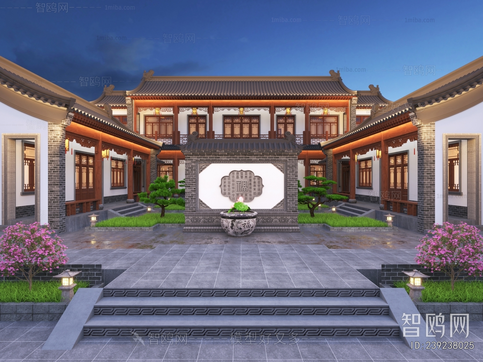 New Chinese Style Architectural Bird's-eye View Planning