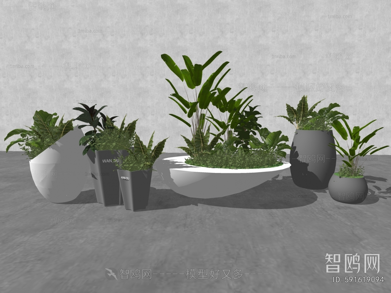 Modern Ground Green Plant Potted Plants