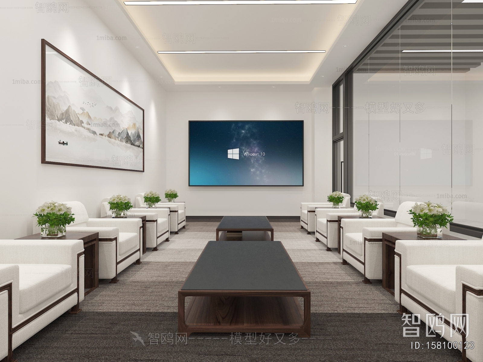 新中式会客厅3D模型下载