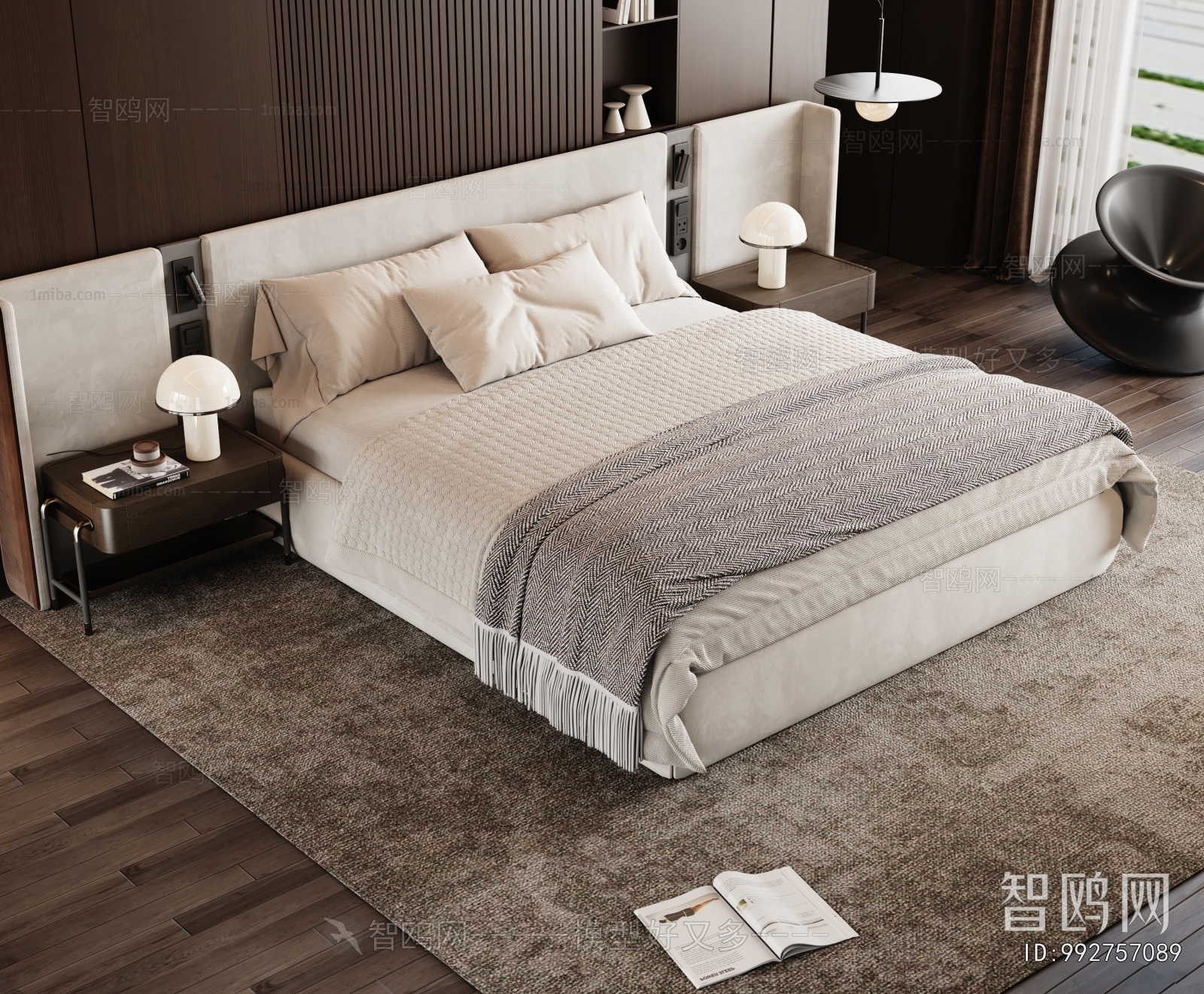 Minotti 现代意式双人床3D模型下载