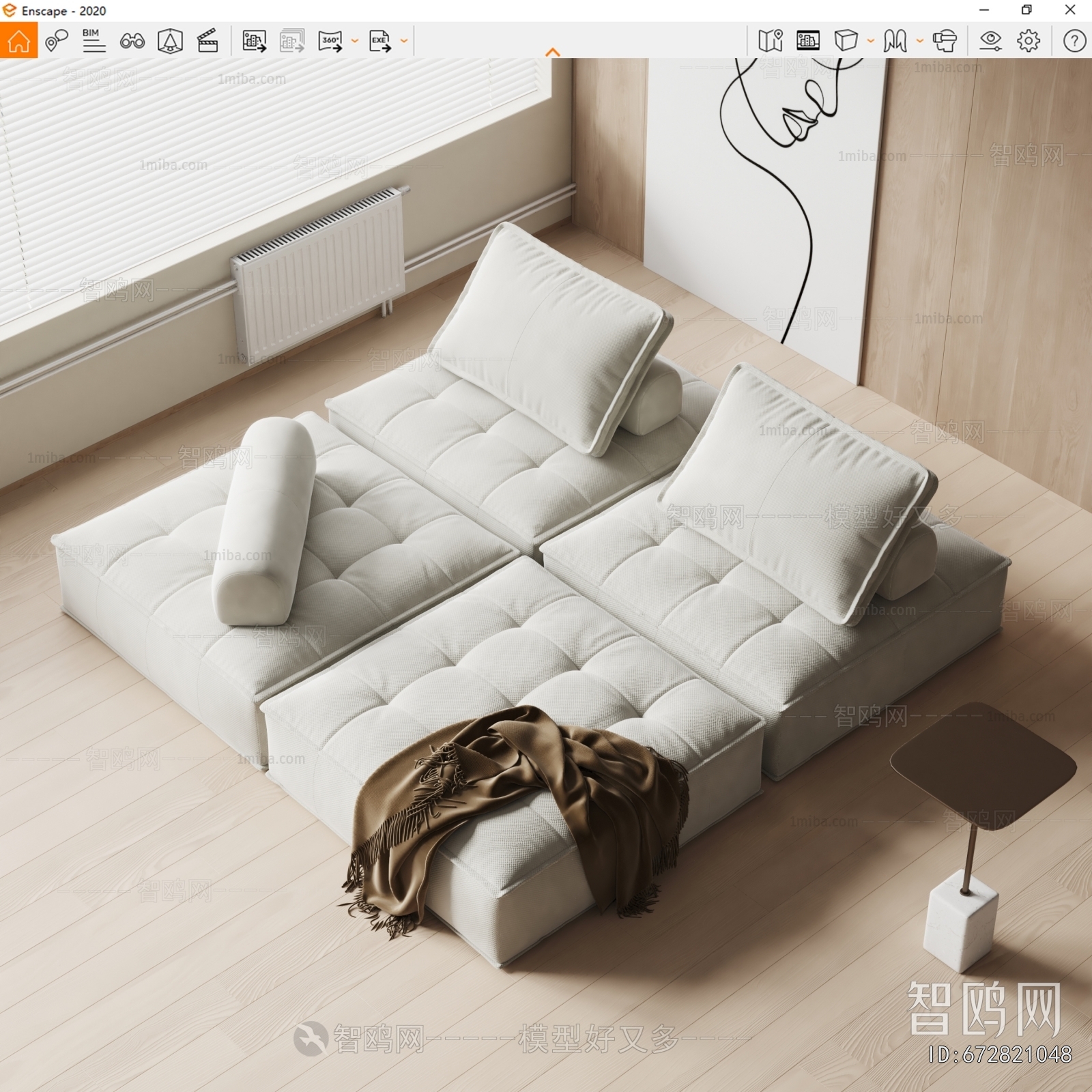 Poliform 现代豆腐块多人沙发3D模型下载