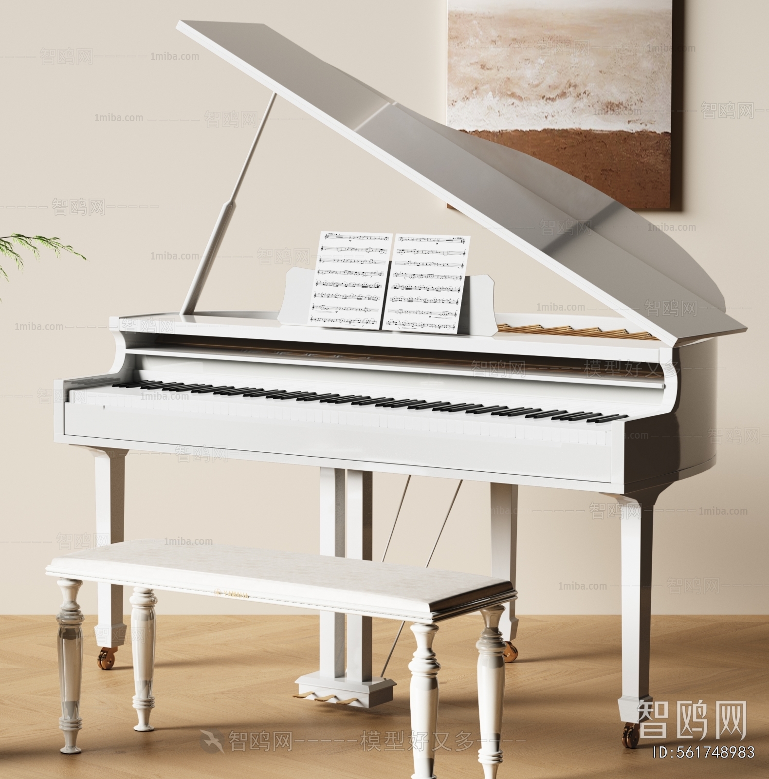 现代烤漆钢琴3D模型下载