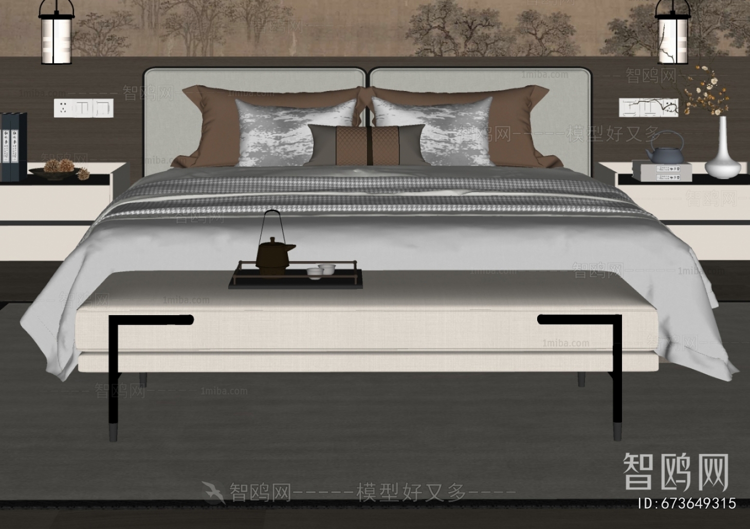 New Chinese Style Double Bed