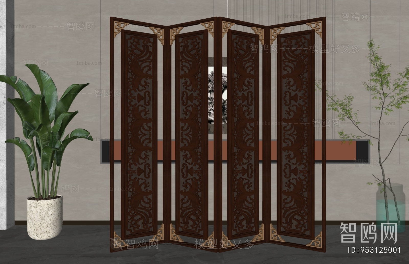 New Chinese Style Wooden Screen Partition