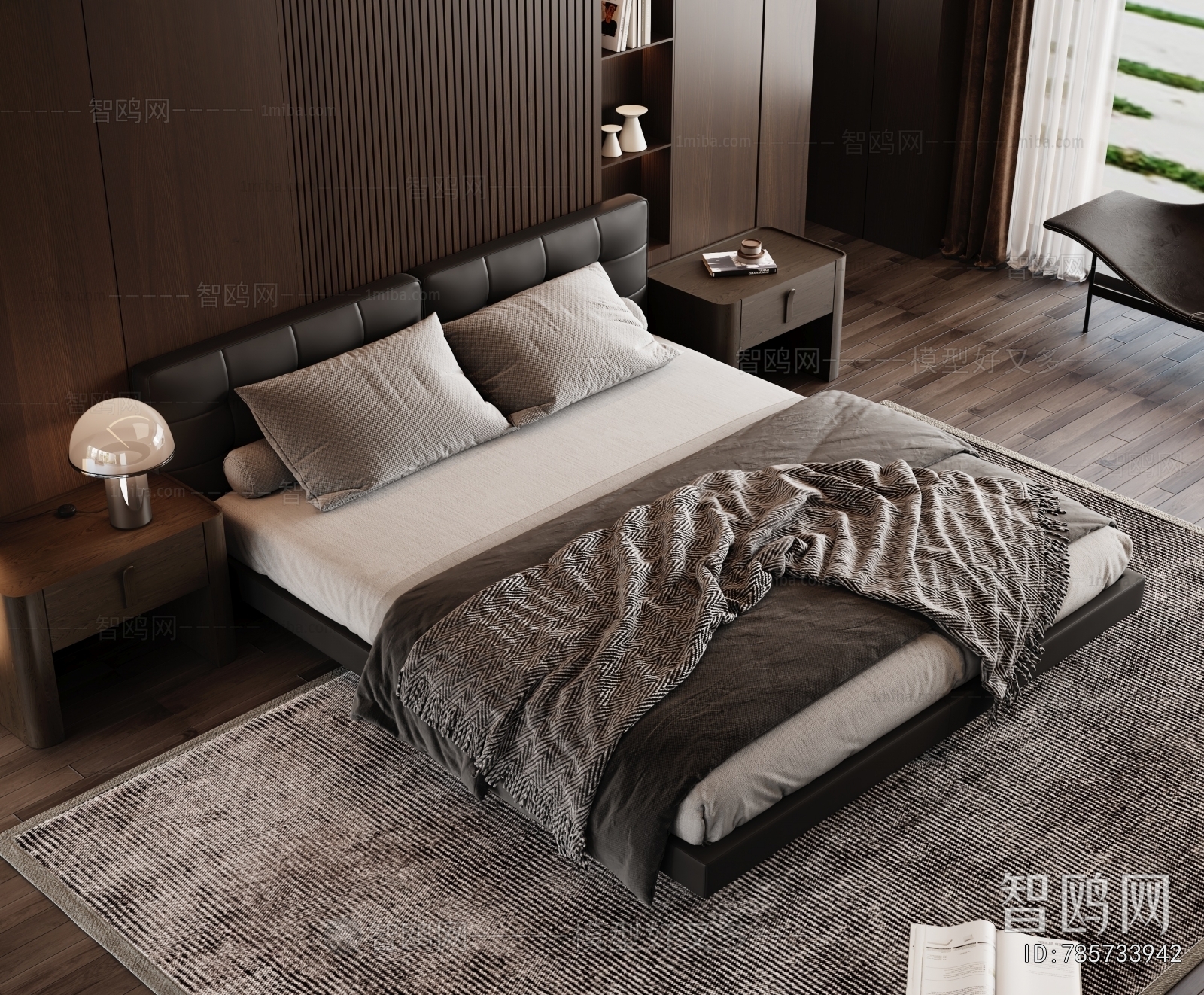 Minotti现代意式双人床3D模型下载