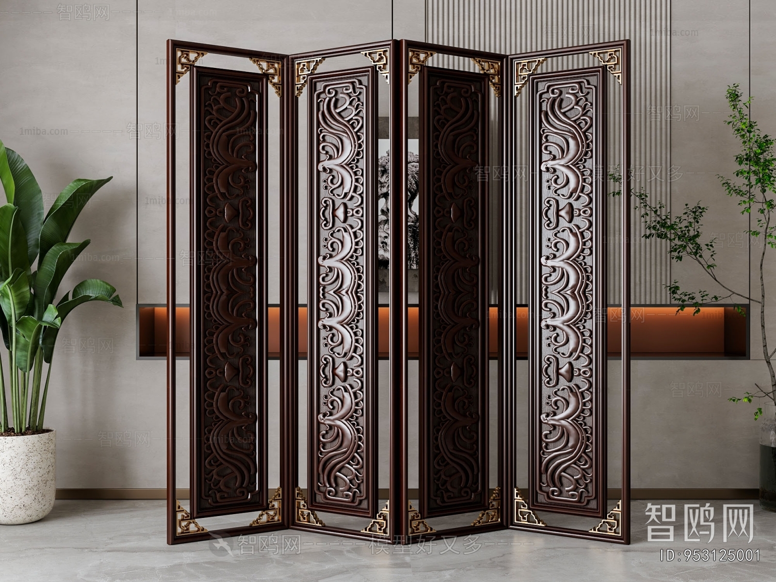 New Chinese Style Wooden Screen Partition