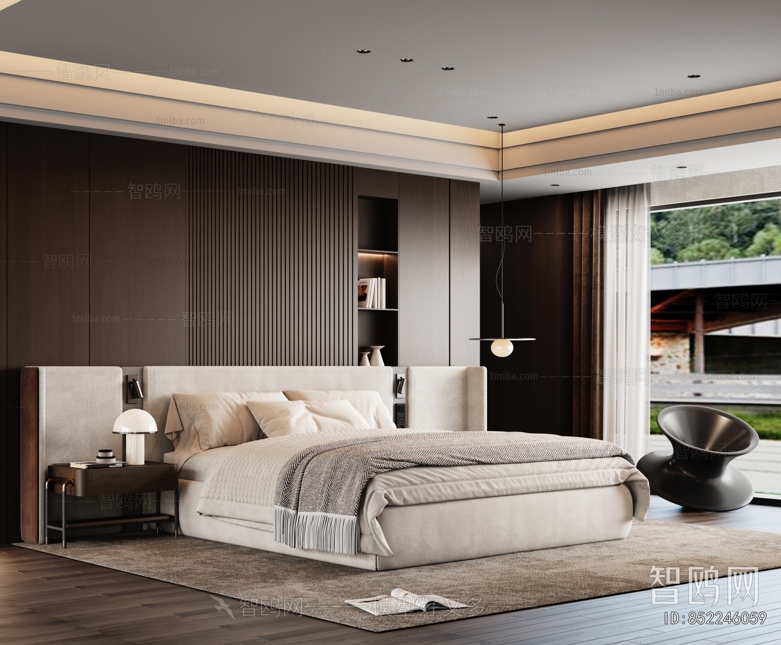 Minotti 现代意式卧室3D模型下载