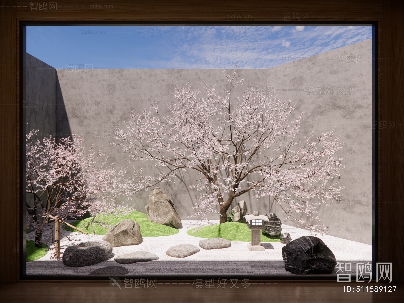 日式庭院樱花景观小品
