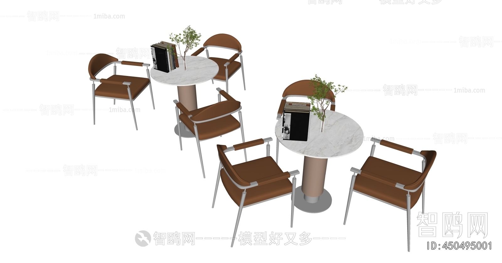 现代圆形休闲桌椅3D模型下载