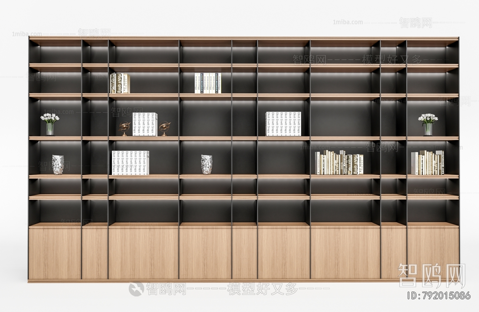 现代书柜 办公装饰柜3D模型下载