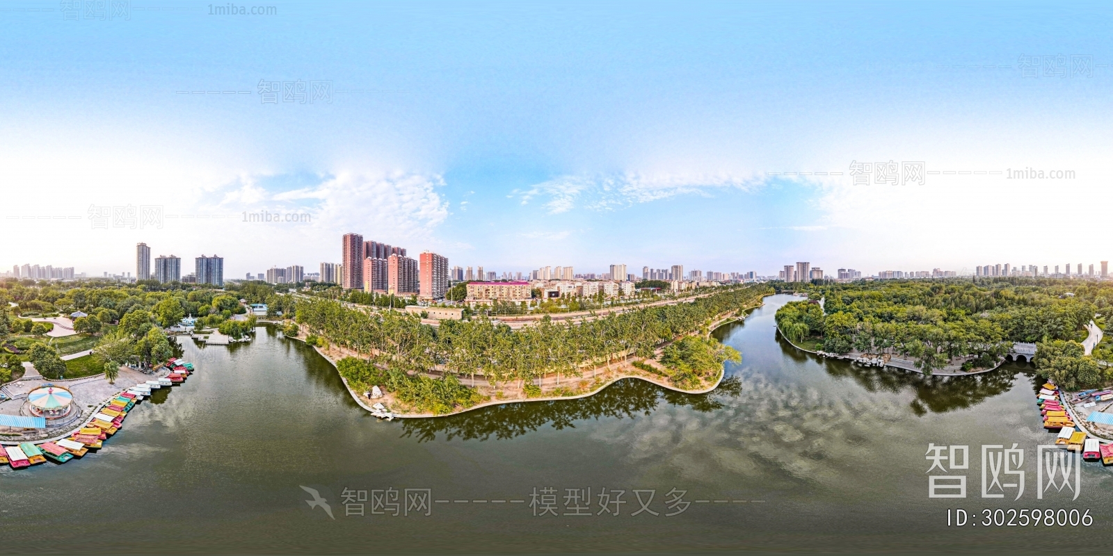 HDR湖泊河流绿化生态城市全景
