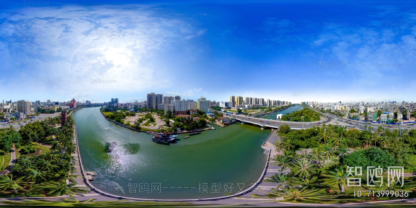 HDR湖泊河流绿化生态城市全景