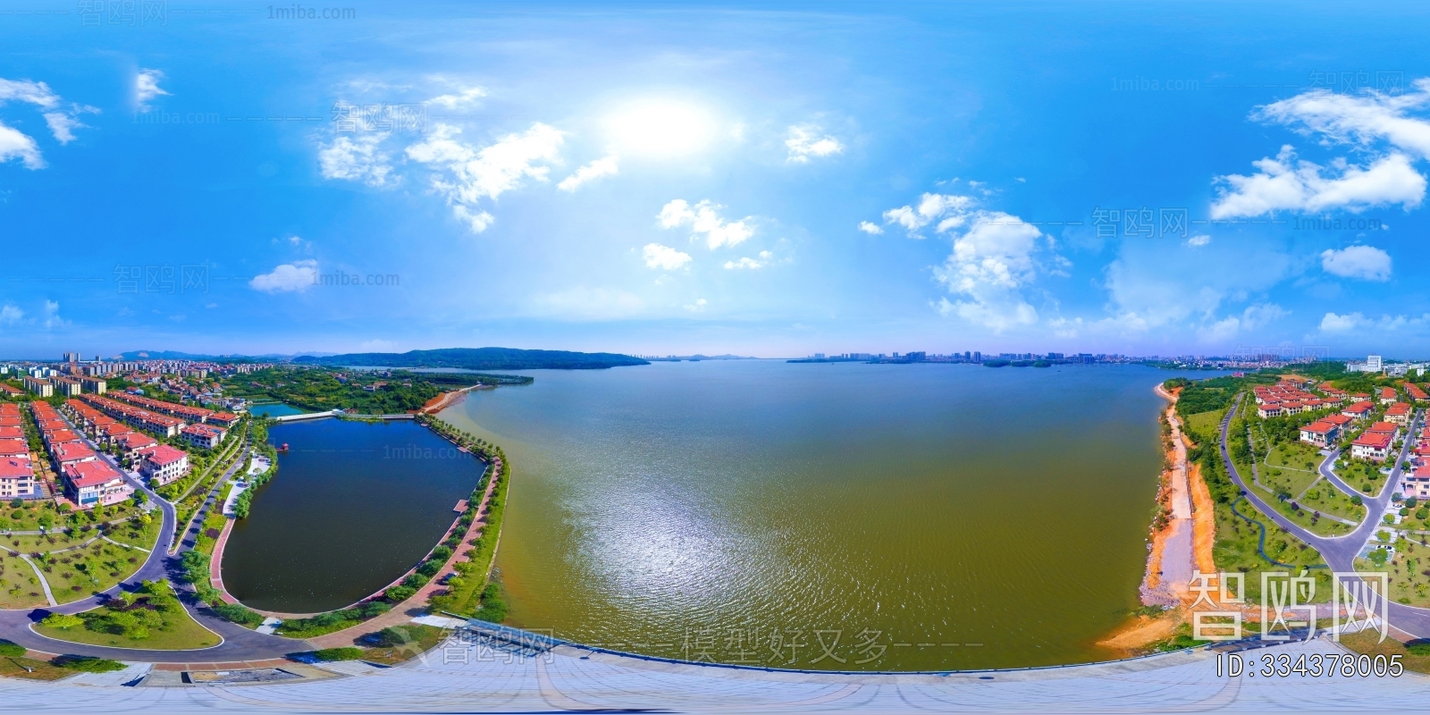 HDR湖泊河流绿化生态城市全景