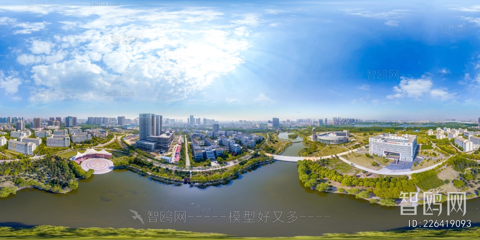 HDR湖泊河流绿化生态城市全景