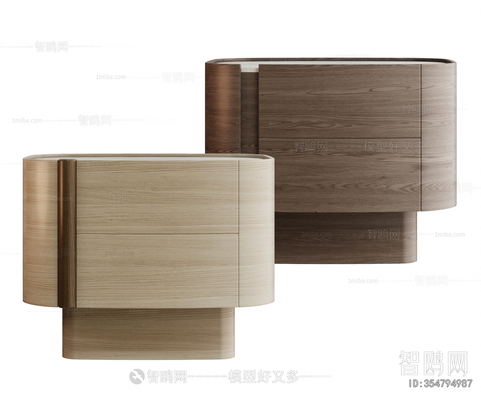 现代实木床头柜3D模型下载