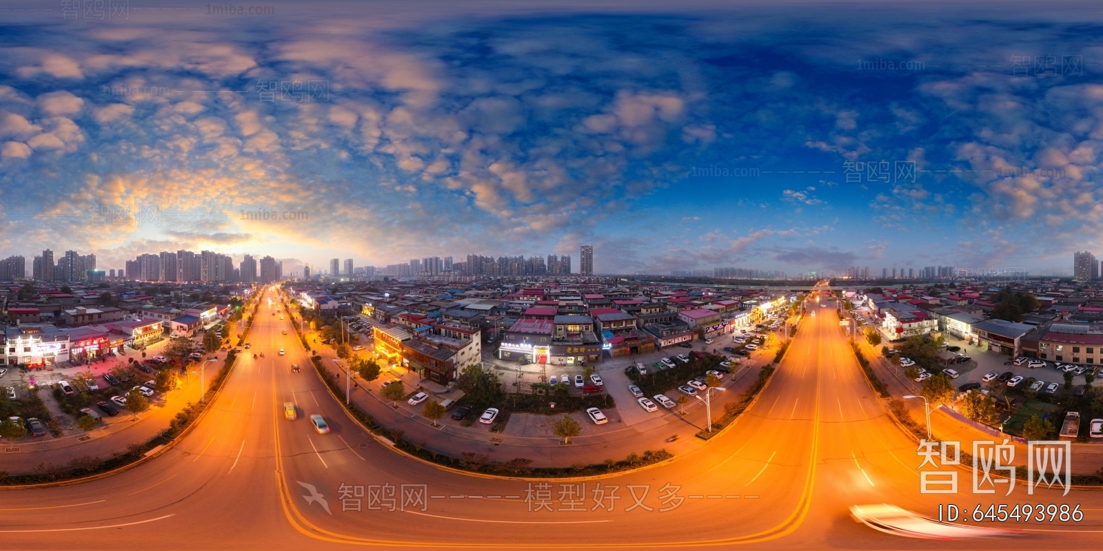 HDR晨曦黄昏城市夜景全景