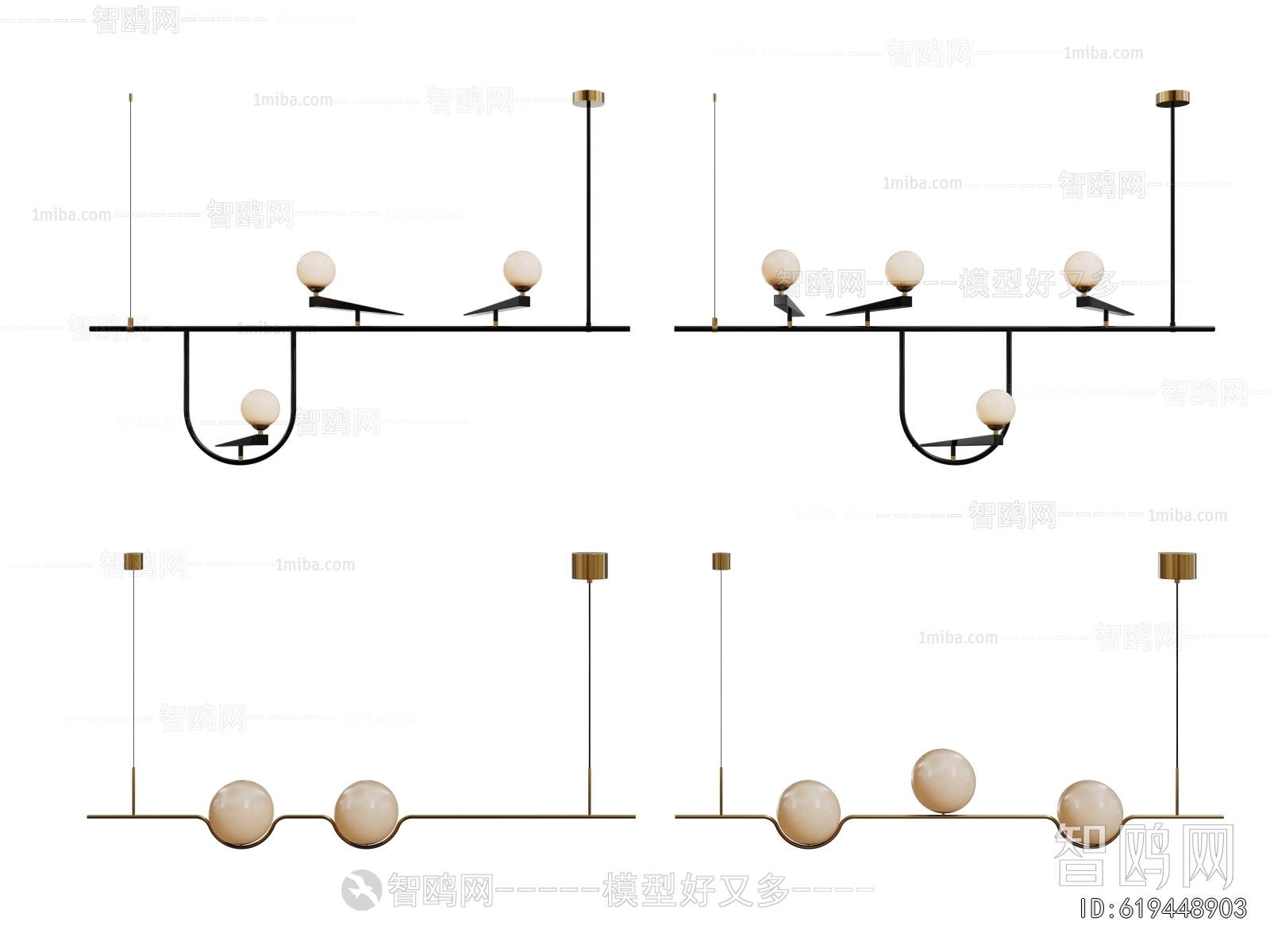 现代球形长吊灯