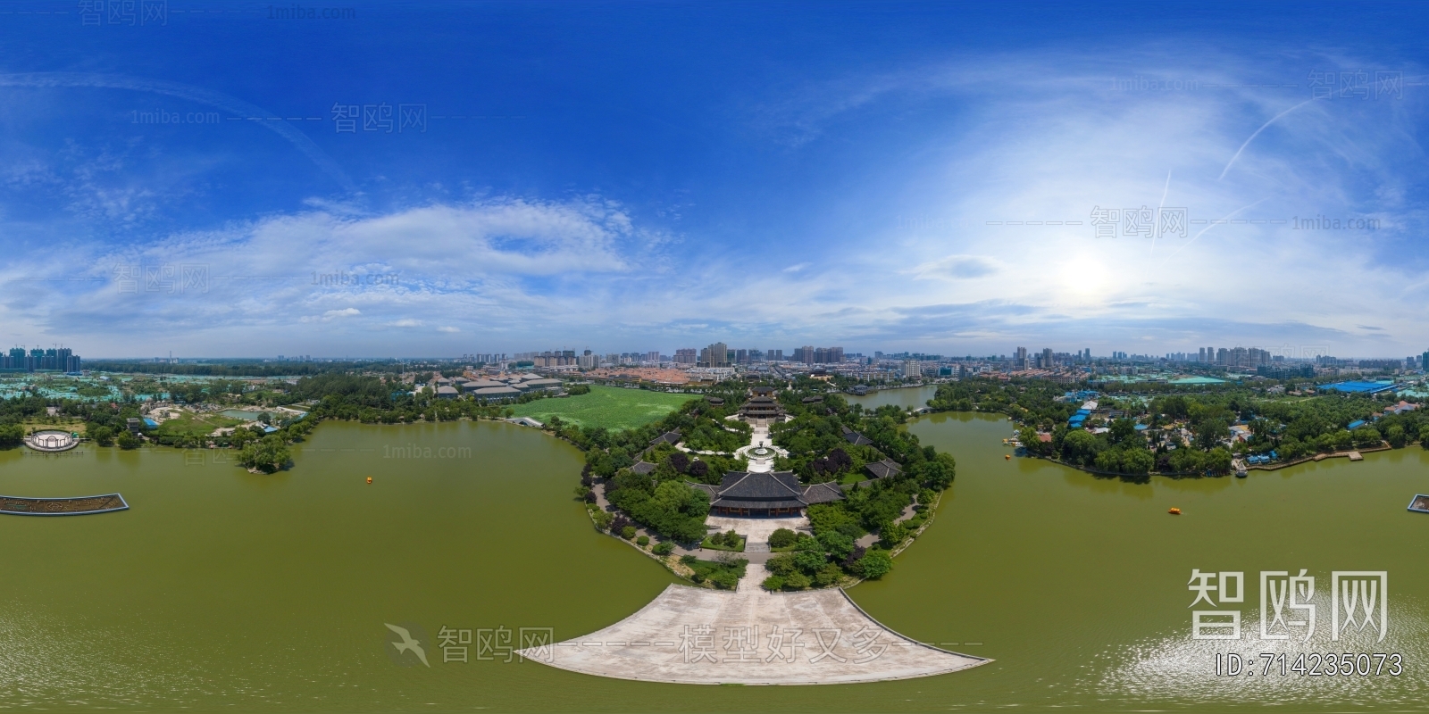 HDR湖泊河流绿化生态城市全景