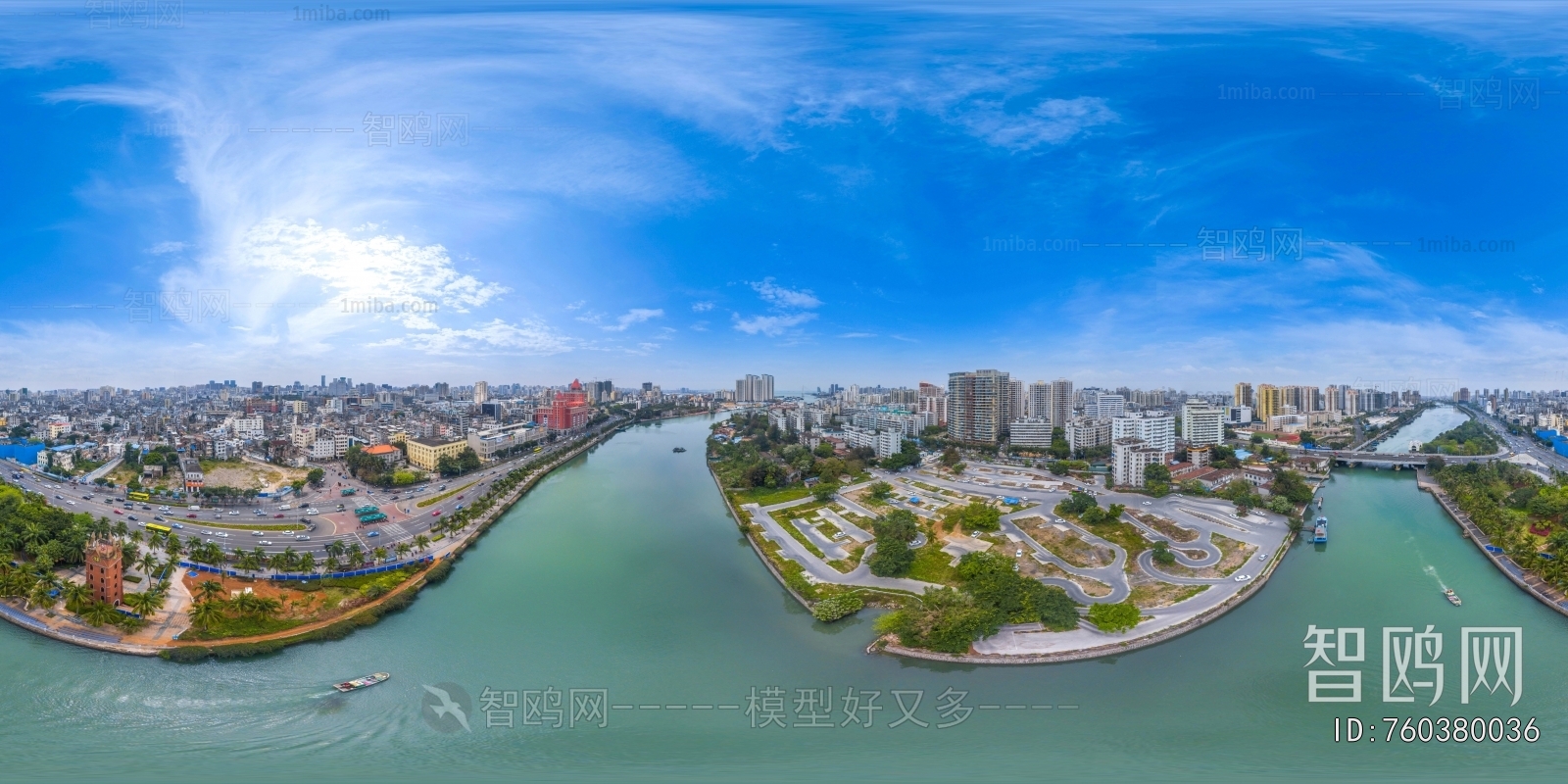 HDR湖泊河流绿化生态城市全景