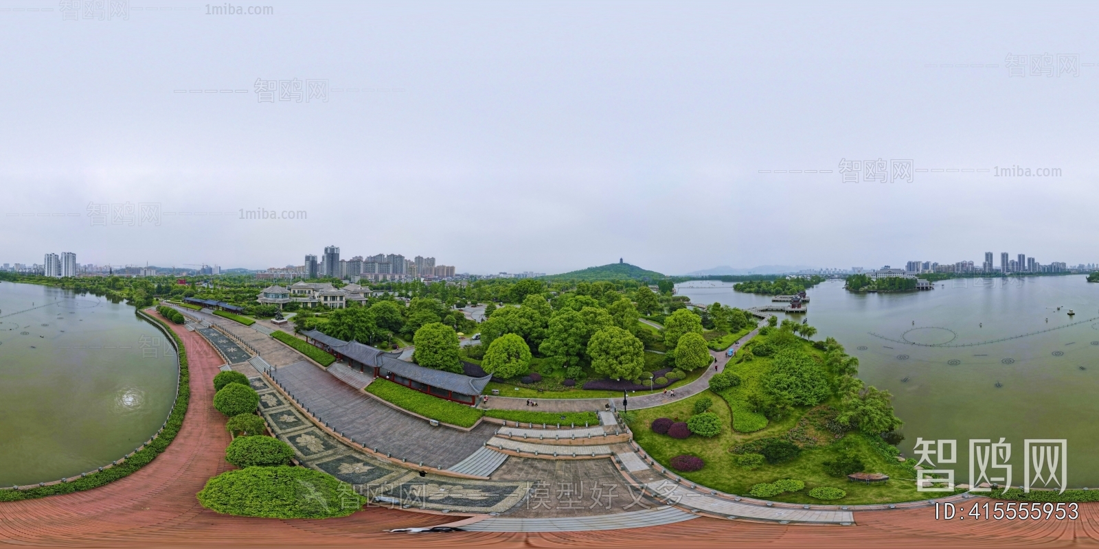 HDR湖泊河流绿化生态城市全景